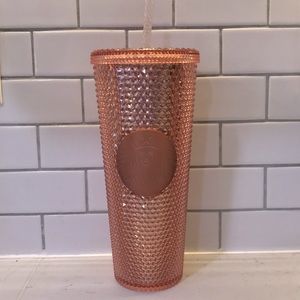 24oz-Venti Size Pink Studded Starbucks Cup w/Straw